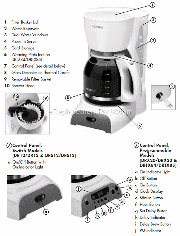 Mr. Coffee DR12 Coffee Maker Page A Diagram