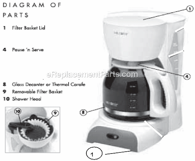 Mr. Coffee DRX26 Coffee Maker Page A Diagram