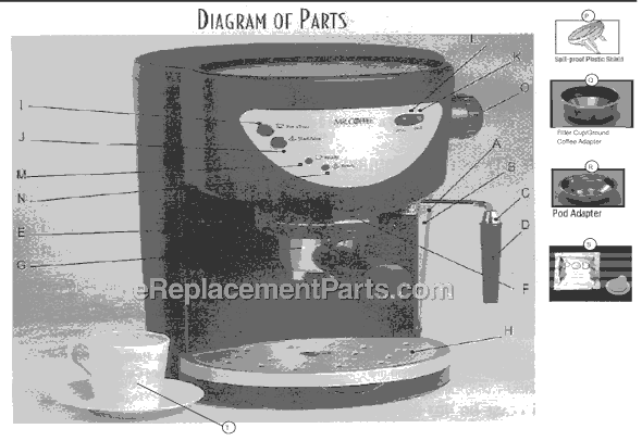 Mr. Coffee ECMP40 Espresso / Cappuccino Page A Diagram