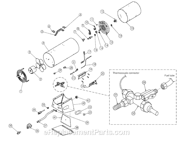 Mr. Heater MH125FAV Forced Air Propane Construction Heater Page A Diagram