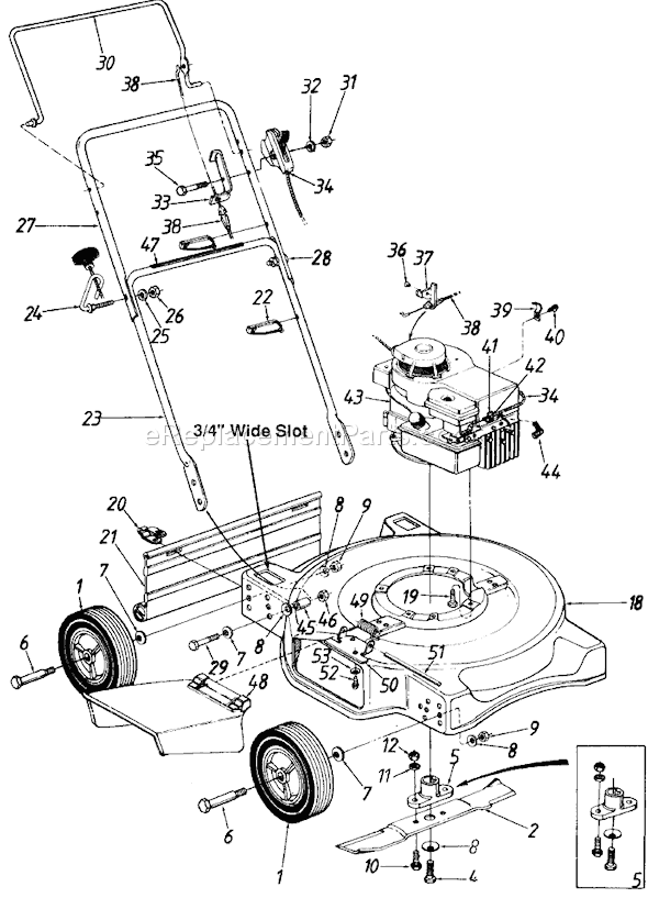 MTD 050R023 (1990) Push Walk-Behind Mower Page A Diagram