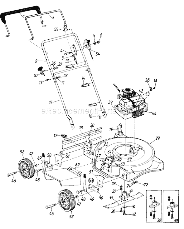 MTD 110-070R141 (1990) Push Walk-Behind Mower Page A Diagram