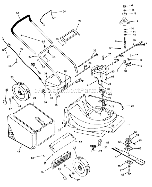MTD 110-127R000 (1990) Push Walk-Behind Mower Page A Diagram