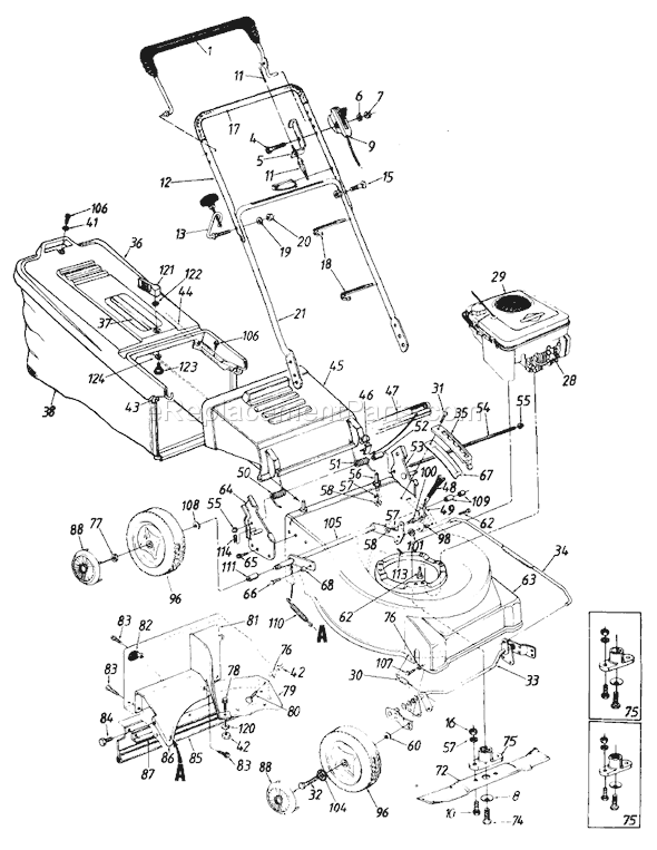 MTD 110-436R169 (1990) Push Walk-Behind Mower Page A Diagram
