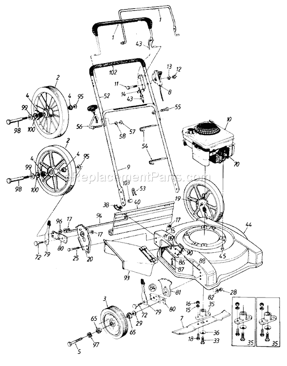 MTD 110-500R206 (1990) Push Walk-Behind Mower Page A Diagram