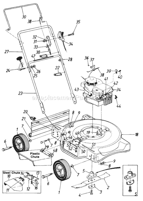 MTD 11050R-9 (1989) Push Walk-Behind Mower Page A Diagram