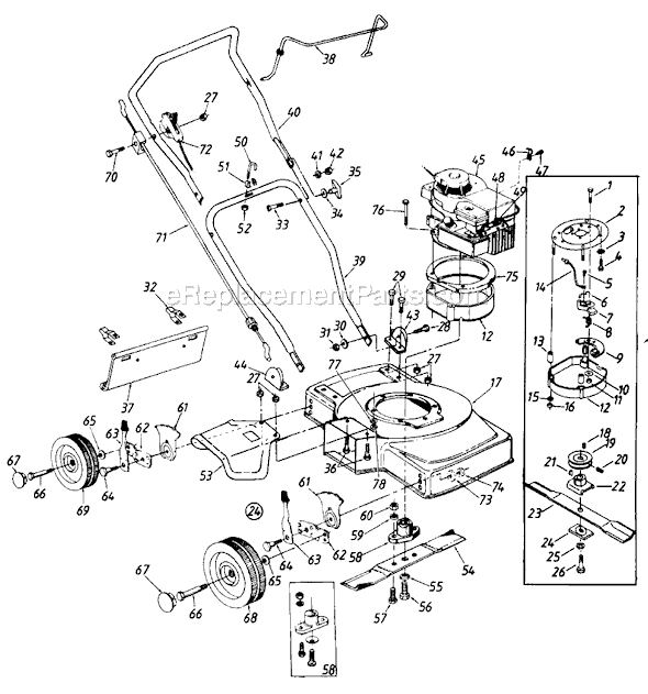 MTD 111-010R000 (1991) Push Walk-Behind Mower Page A Diagram