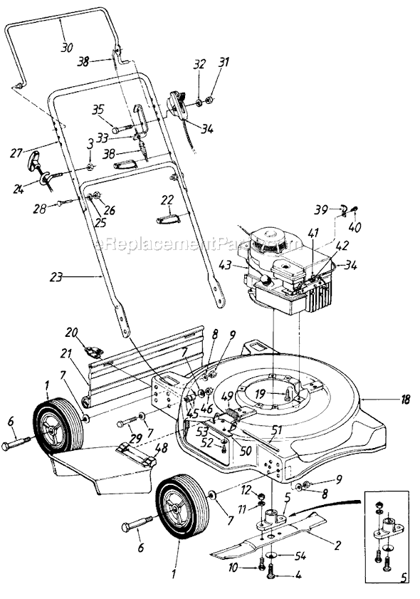 MTD 111-050R000 (1991) Push Walk-Behind Mower Page A Diagram
