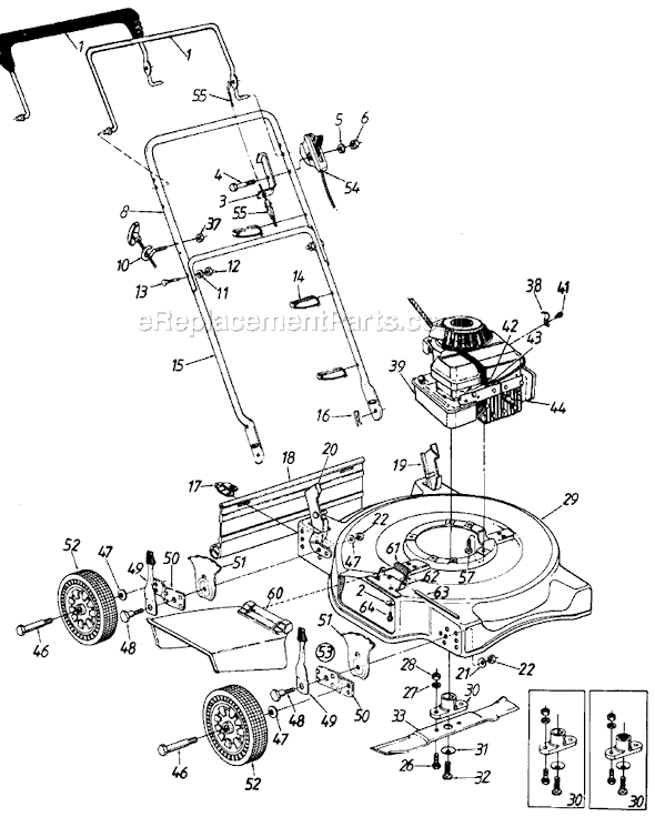 MTD 111-075R000 (1991) Push Walk-Behind Mower Page A Diagram