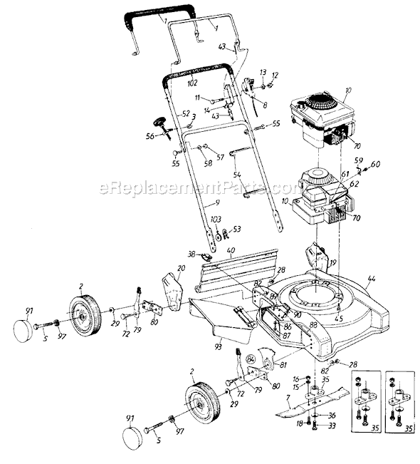 MTD 111-200R000 (1991) Push Walk-Behind Mower Page A Diagram
