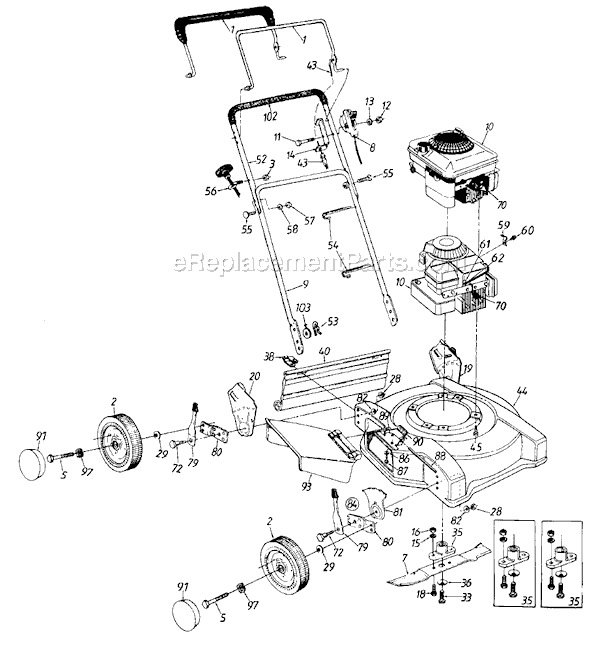 MTD 111-203R000 (1991) Push Walk-Behind Mower Page A Diagram