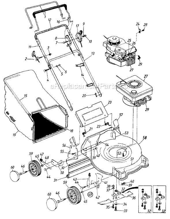 MTD 111-410R000 (1991) Push Walk-Behind Mower Page A Diagram