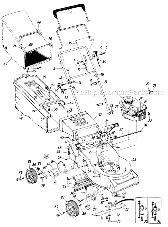 MTD 111-420R000 (1991) Push Walk-Behind Mower Page A Diagram