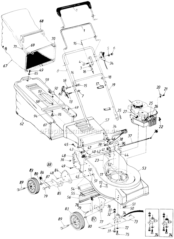 MTD 111-420R033 (71340) (1991) Push Walk-Behind Mower Page A Diagram