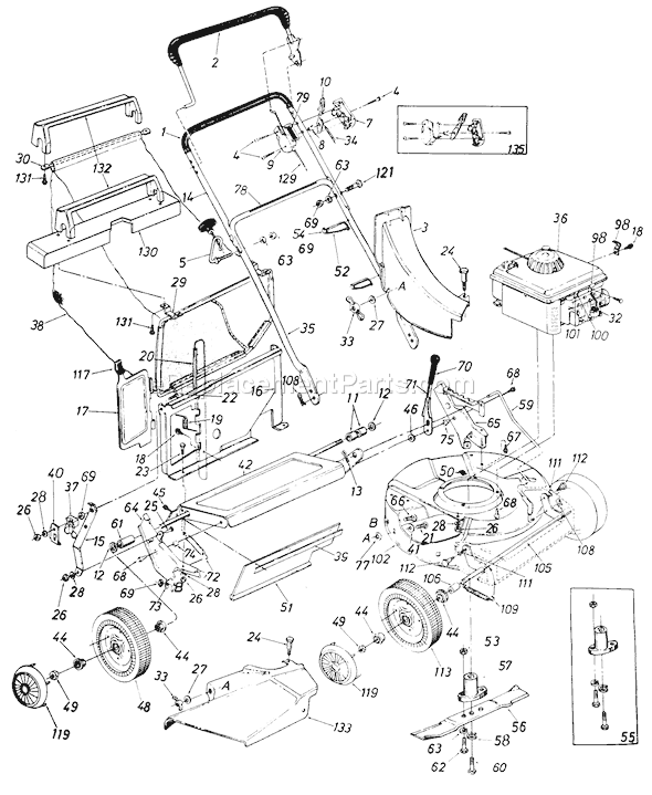MTD 11111C (1986) Push Mower Page A Diagram