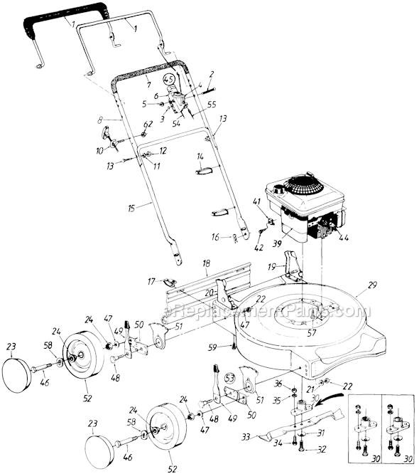 MTD 112-096R033 (76887) (1992) Push Walk-Behind Mower Page A Diagram