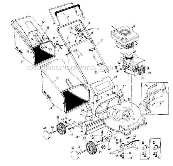 MTD 112-406R704 (1992) Push Walk-Behind Mower Page A Diagram