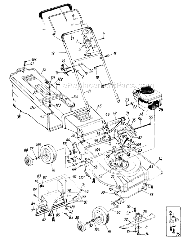 MTD 112-436R045 (1992) Push Walk-Behind Mower Page A Diagram