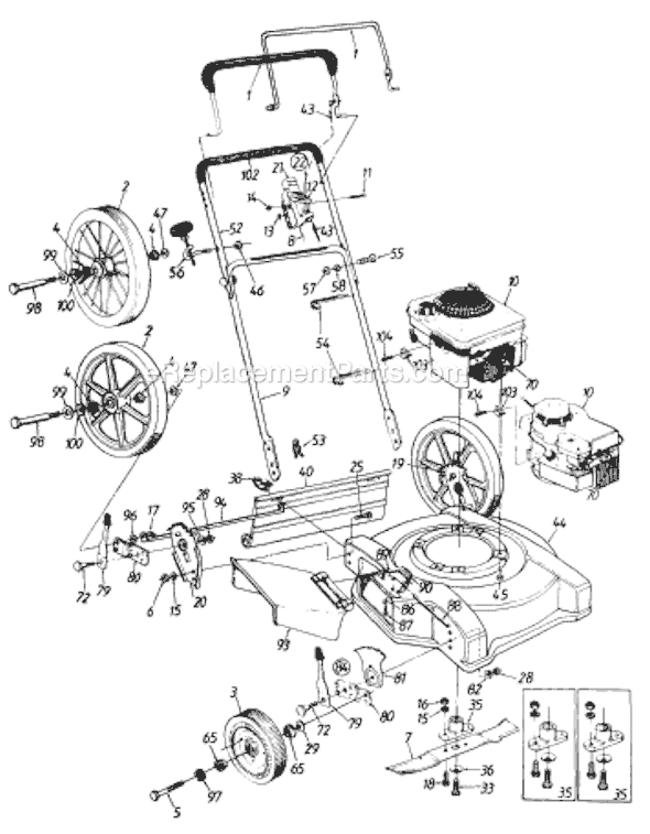 MTD 112-506R033 (73517) (1992) Push Walk-Behind Mower Page A Diagram