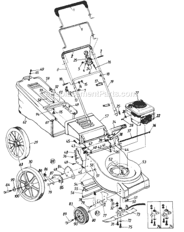 MTD 112-516R033 (75522) (1992) Push Walk-Behind Mower Page A Diagram