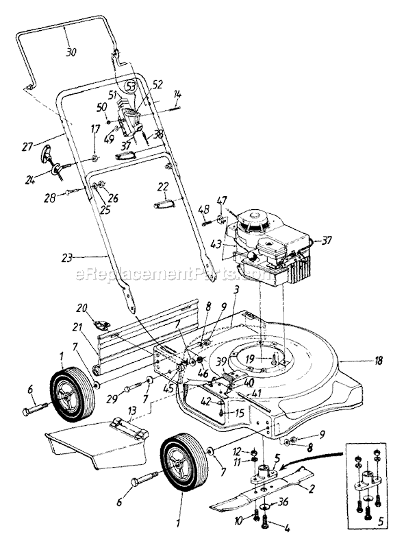 MTD 113-030A000 (1993) Push Walk-Behind Mower Page A Diagram
