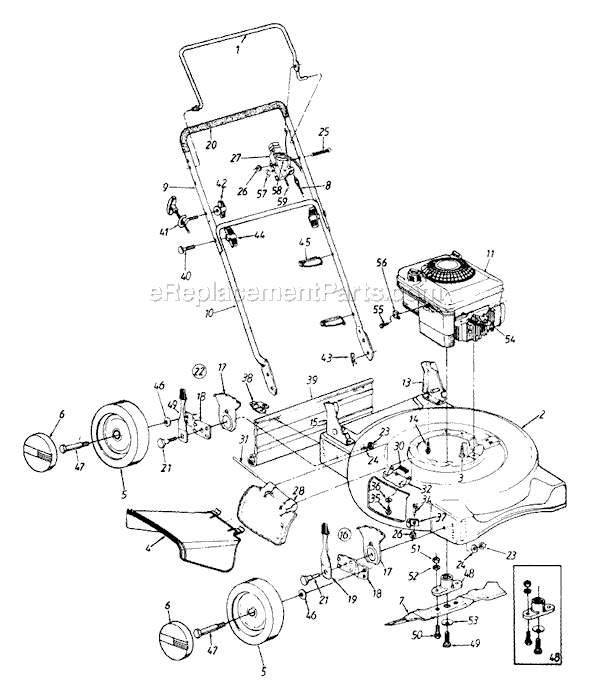 MTD 113-108A000 (1993) Push Walk-Behind Mower Page A Diagram