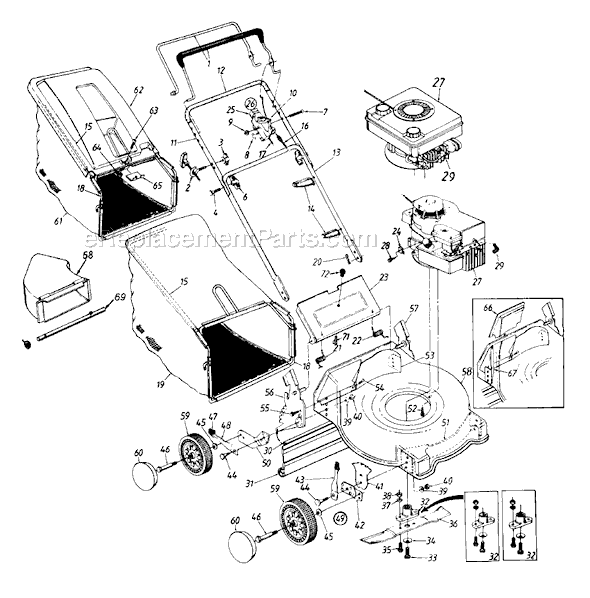 MTD 113-410A009 (1993) Push Walk-Behind Mower Page A Diagram