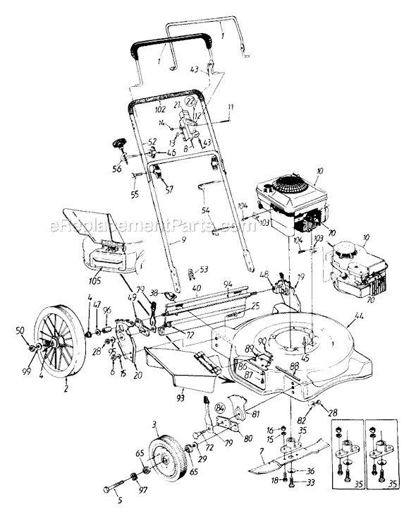 MTD 113-507A702 (1993) Push Walk-Behind Mower Page A Diagram