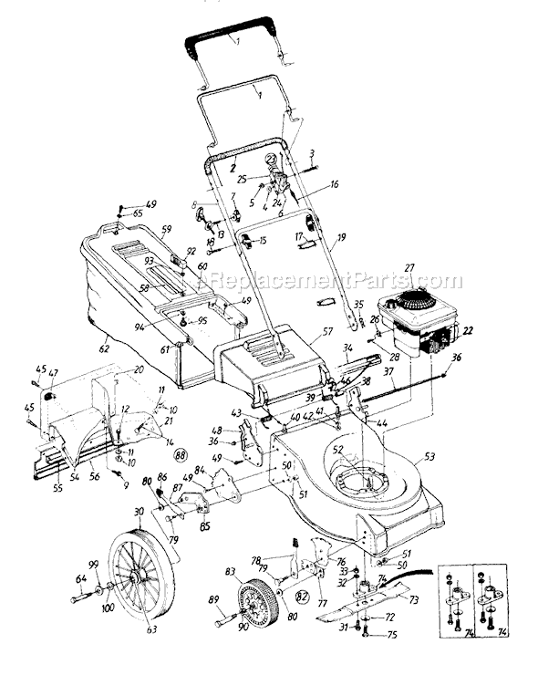MTD 113-518A129 (1993) Push Walk-Behind Mower Page A Diagram