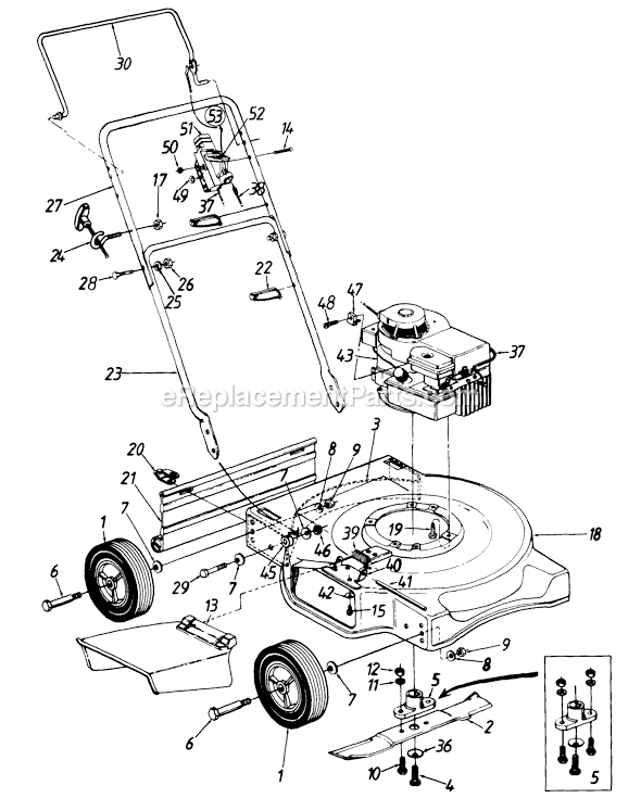 MTD 114-030A151 (1994) Push Walk-Behind Mower Page A Diagram