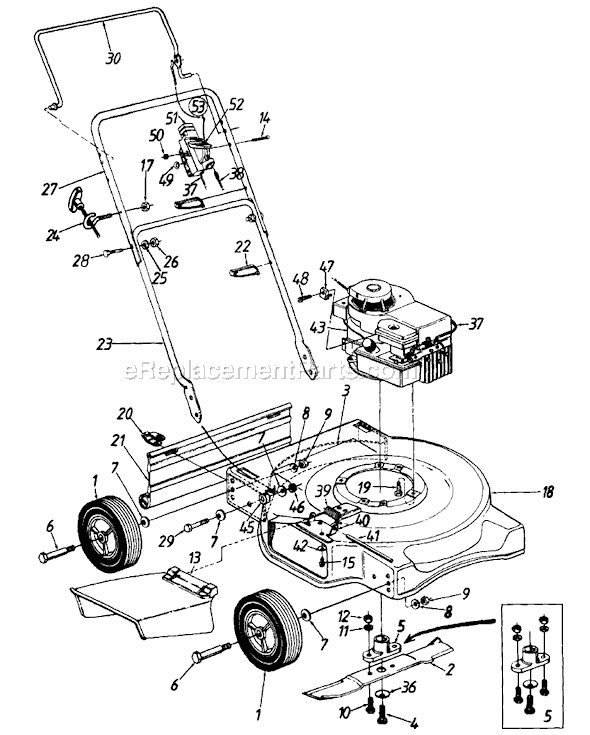 MTD 114-040A009 (1994) Push Walk-Behind Mower Page A Diagram