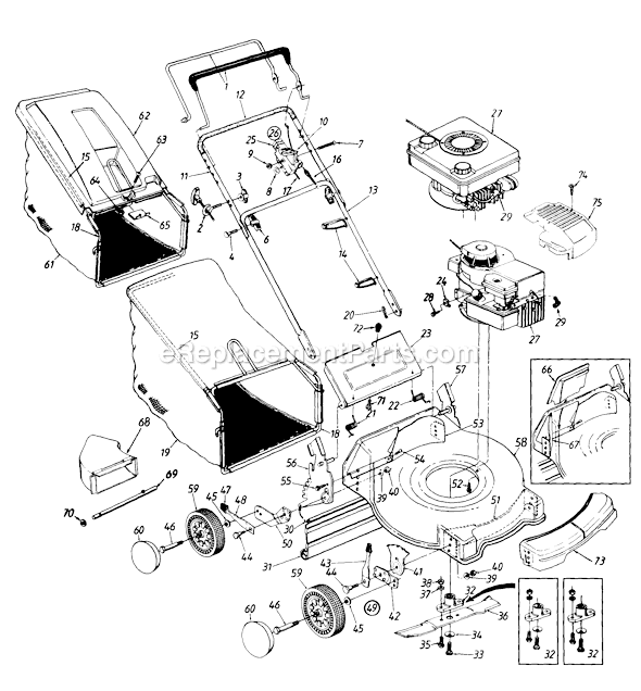 MTD 114-428A002 (1994) Push Walk-Behind Mower Page A Diagram
