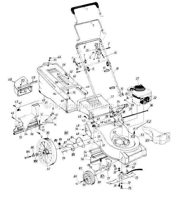 MTD 114-517A118 (1994) Push Walk-Behind Mower Page A Diagram