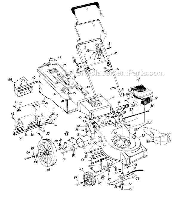 MTD 114-518A129 (1994) Push Walk-Behind Mower Page A Diagram
