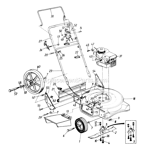MTD 114-572A929 (1994) Push Walk-Behind Mower Page A Diagram