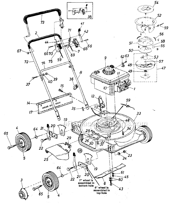 MTD 115-074-138 (1985) Lawn Mower Page A Diagram
