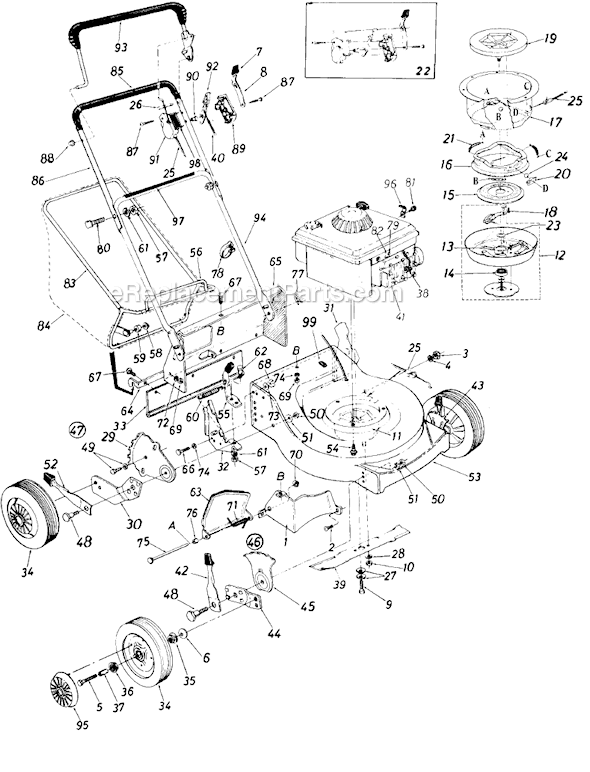 MTD 115-314-134 (1985) Lawn Mower Page A Diagram