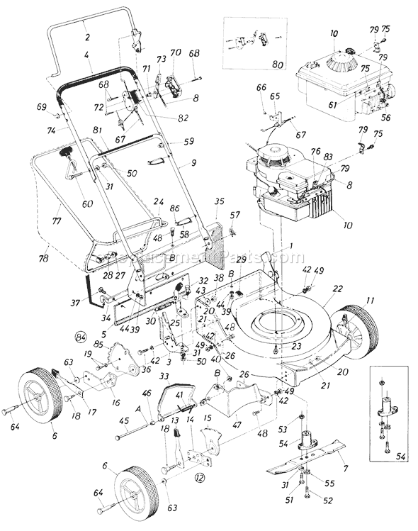 MTD 116-312-000 (1986) Push Mower Page A Diagram
