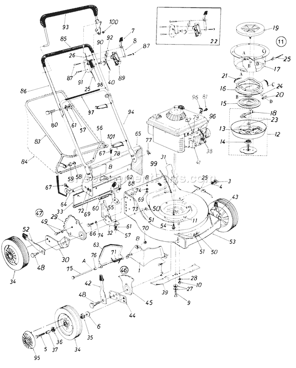 MTD 116-314-000 (1986) Push Mower Page A Diagram