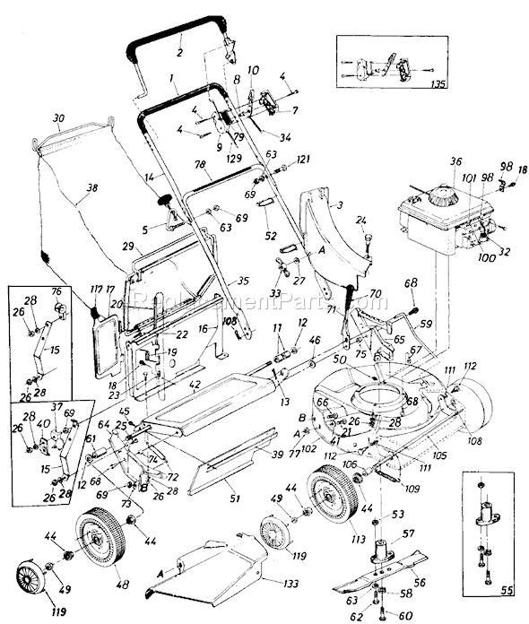 MTD 117-102-000 (1987) Lawn Mower Page A Diagram