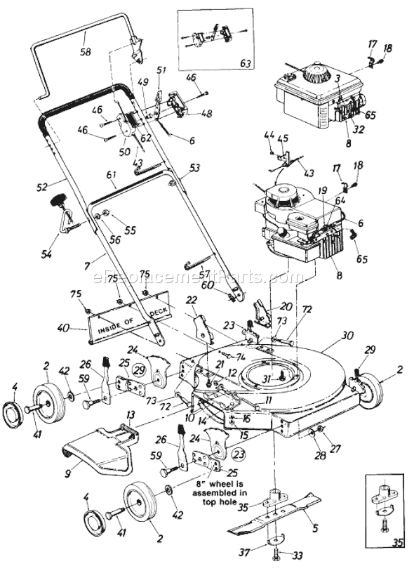 MTD 11702R-9 (1989) Push Walk-Behind Mower Page A Diagram