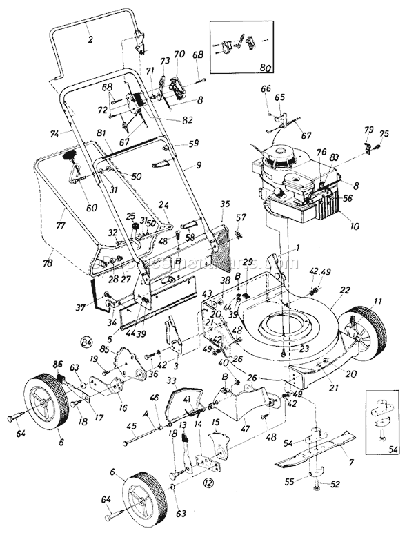 MTD 119-312R000 (1989) Push Walk-Behind Mower Page A Diagram