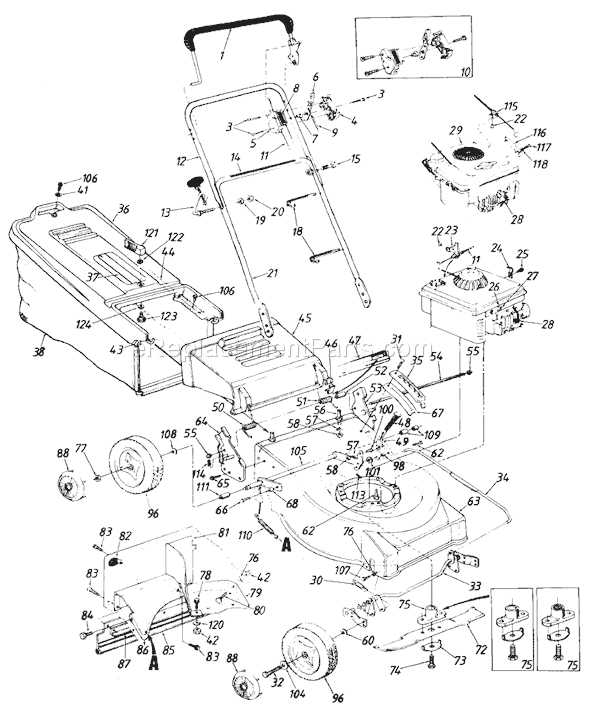 MTD 119-434R000 (1989) Push Walk-Behind Mower Page A Diagram