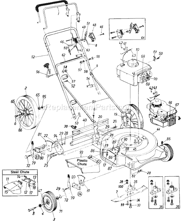MTD 119-502R000 (1989) Push Walk-Behind Mower Page A Diagram
