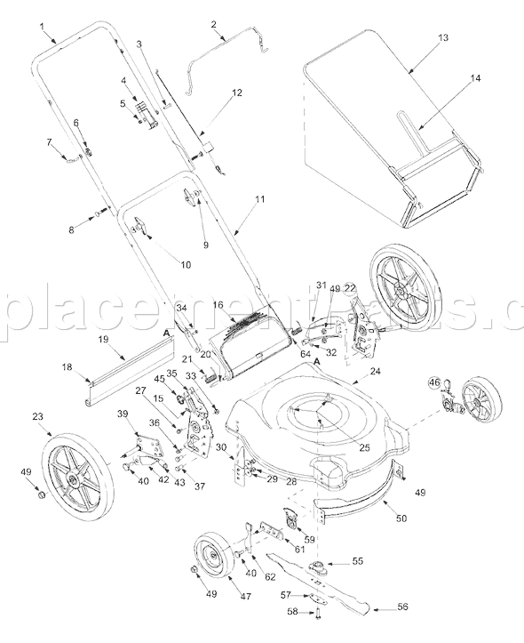 Bolens 11A-584E765 (2004) Push Walk-Behind Mower Page A Diagram