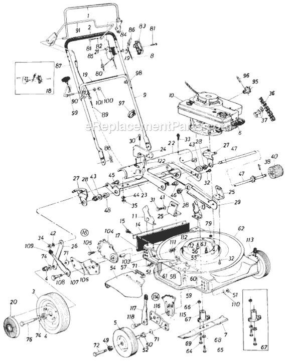 MTD 12222S (1985) Self-Propelled Walk-Behind Mower Page A Diagram