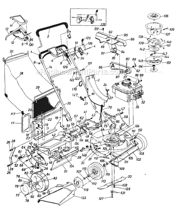 MTD 125-204-706 (1985) Self-Propelled Walk-Behind Mower Page A Diagram