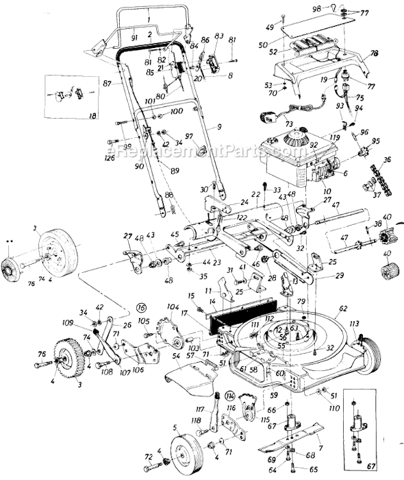 MTD 125-226-098 (1985) Self-Propelled Walk-Behind Mower Page A Diagram