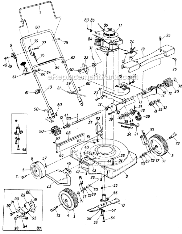 MTD 125-260-057 (1985) Self-Propelled Walk-Behind Mower Page A Diagram
