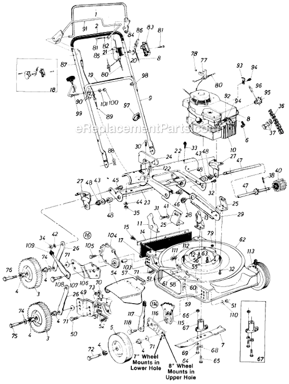 MTD 125-280-054 (1985) Self-Propelled Walk-Behind Mower Page A Diagram
